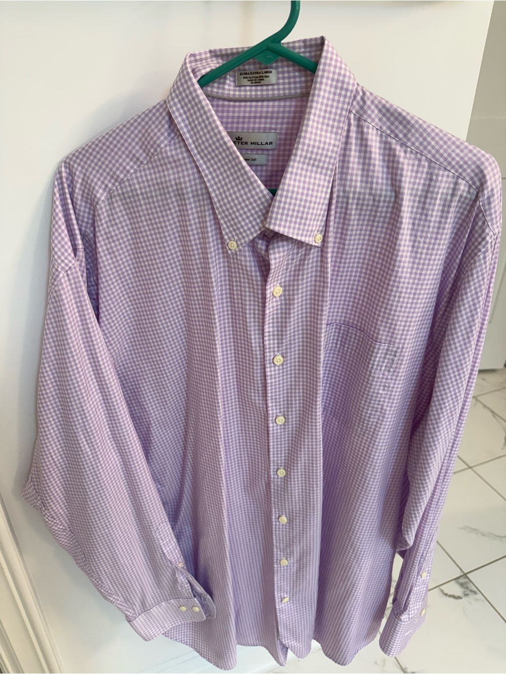 Peter Millar Lavender Gingham Button-Down Dress Shirt - Men's